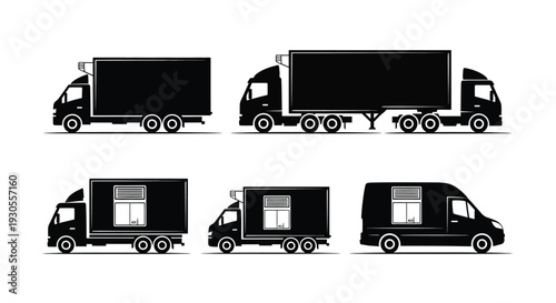 Box truck delivery van silhouette illustration