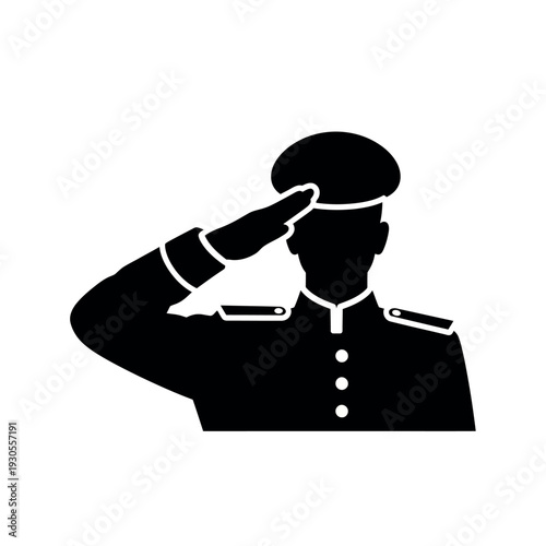 Military Officer Saluting Silhouette.