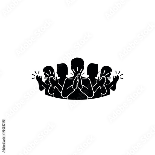 People applauding and showing gratitude.