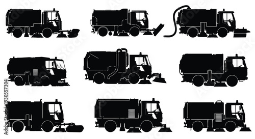 Garbage truck compactor vehicle illustration