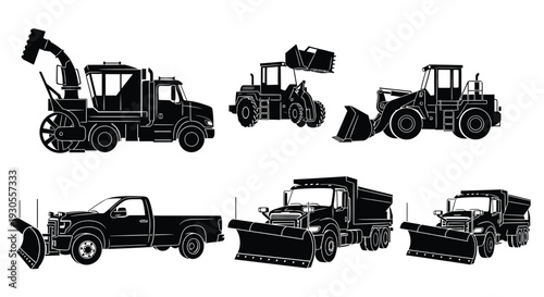 Excavator loader snow plow vehicle illustration