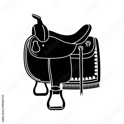 Western Saddle Silhouette Illustration.