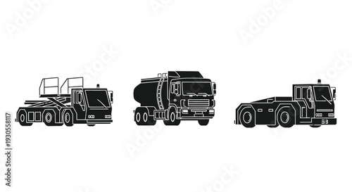 Concrete pump truck silhouette illustration