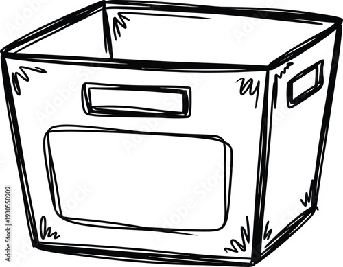 Hand drawn illustration of a cardboard box