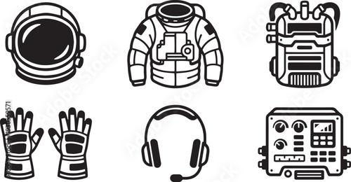 Astronaut Spacesuit Components and Communication Devices
