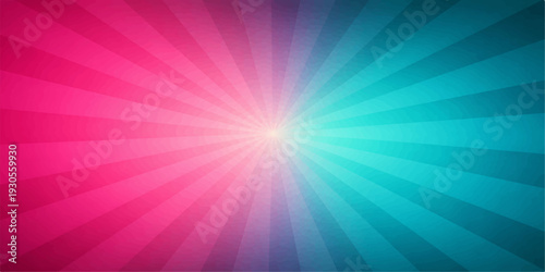 Abstract colorful background with bright sun rays and a blue star burst flare creates a glowing vector illustration design for a summer sky wallpaper pattern