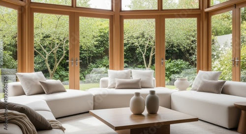 Modern Living Room With Garden View