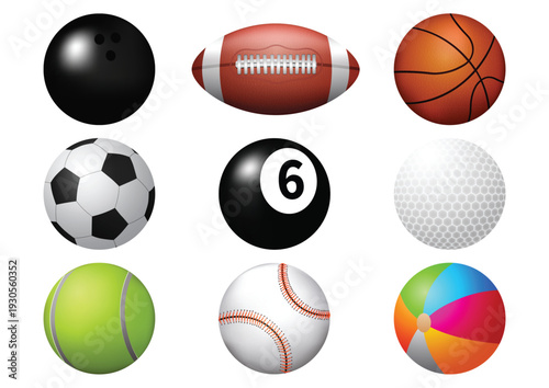 Sport ball icon set