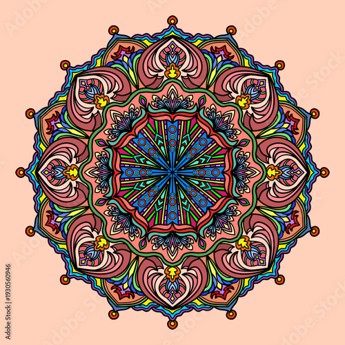 oriental mandala motif, vector vintage luxury round ornamental Islam, Arabic, Indian, Moroccan, Spain, Turkish, Pakistan, Chinese, mystic, ottoman motifs., design for carpet, Wall tapestry, decoration