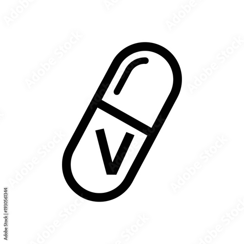 Medical Capsule Pill Icon with Minimalist Design for Healthcare and Pharmacy