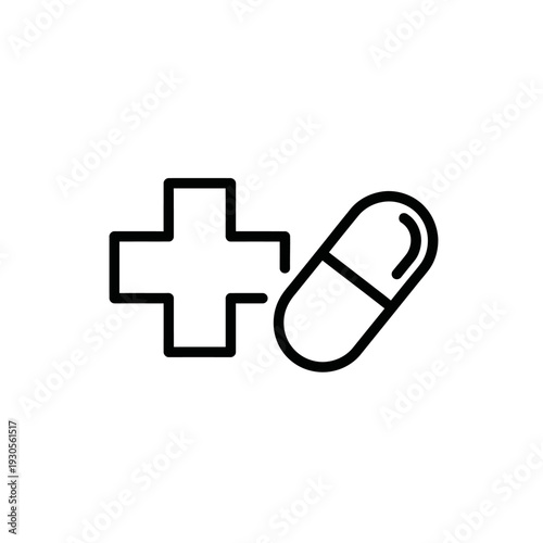 Medical First Aid Kit and Medication Icon for Healthcare and Emergency Supplies