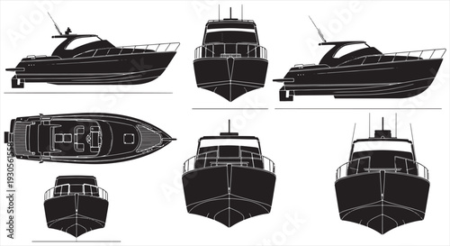 Speed Boat Blueprint – Luxury Motorboat Engineering CAD Technical Drawing
