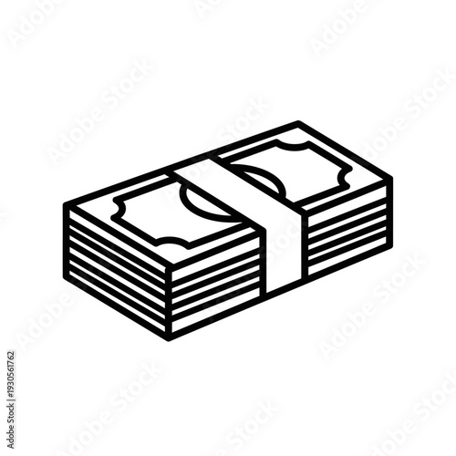 Illustration of a bundle of currency notes stacked and secured with a band, symbolizing financial transaction or monetary value