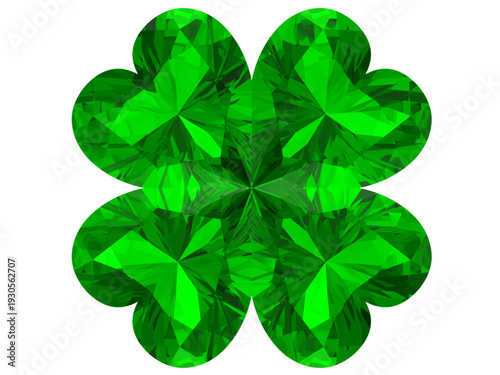 Green Gemstone Flower Cluster on Black Background (Faceted Crystal Pattern), Emerald-green faceted gemstone flower with brilliant sparkle and symmetry, isolated on black. Luxury abstract jewel design.