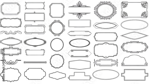 Collection of various ornate and simple frames and borders in different shapes and sizes