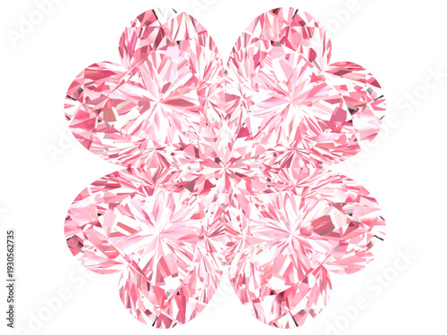 Pink Gemstone Flower Cluster on Black Background (Faceted Crystal Ornament), Soft pink faceted gemstone flower with sparkling reflections, isolated on black. Elegant luxury jewelry-style abstract grap