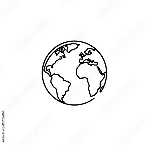 Minimalist Black and White Digital Illustration of Earth Globe for Environmental Concepts