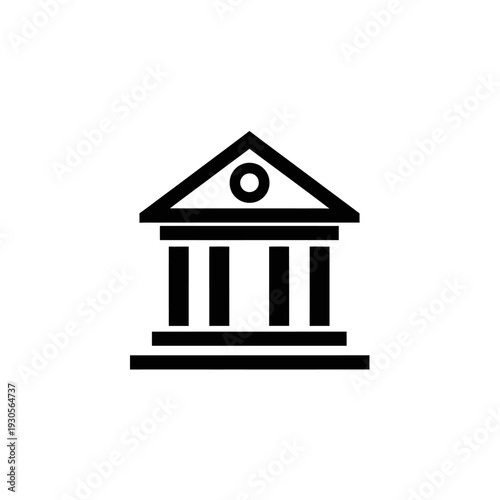 Minimalist Black and White Icon of Classical Government Building with Columns