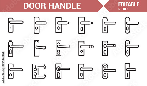 Building Entrance Hardware Editable Stroke Icons