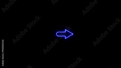 Blue Neon Arrow Pointing Right on Black Background