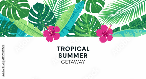 Tropical summer vacation template with copy space