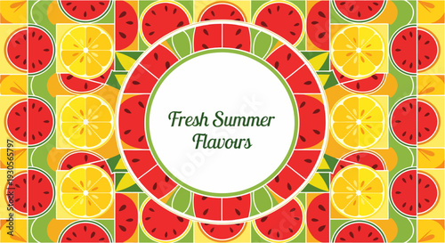 Summer vacation template with tropical fruits and copy space
