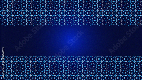 Bilde på lerret An intricate geometric pattern design with a recurring star-like motif placed on a brilliant purple background
