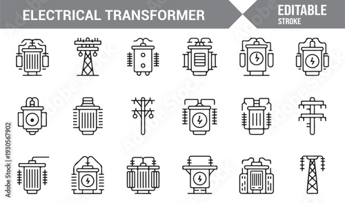 Clean Electrical Transformer Vector Icon Bundle