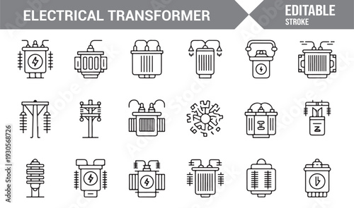 Electricity Transmission and Distribution Line Icons