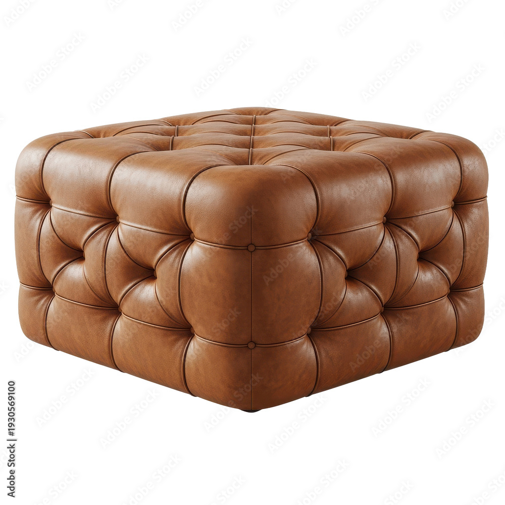 Fototapeta premium Tufted Leather Ottoman Square Brown