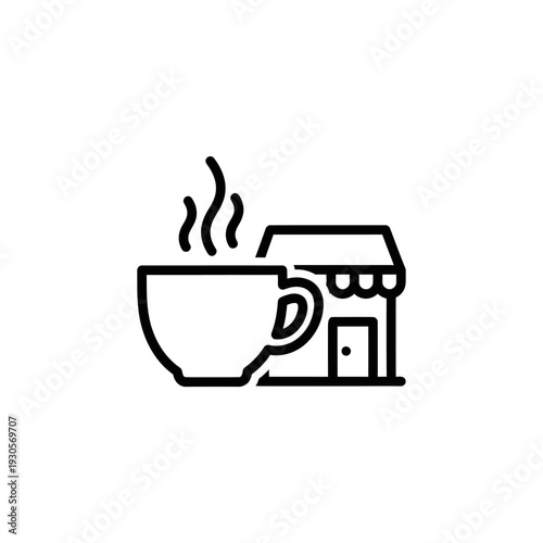 Minimalist Coffee and Bakery Shop Icon for Caf? Business or Food Service