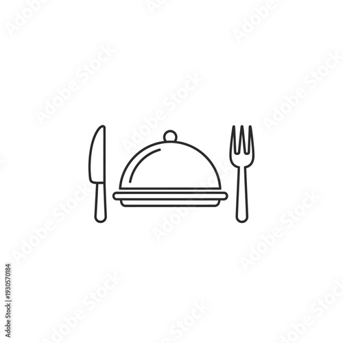 Minimalist Food Service Illustration with Cover, Knife, and Fork