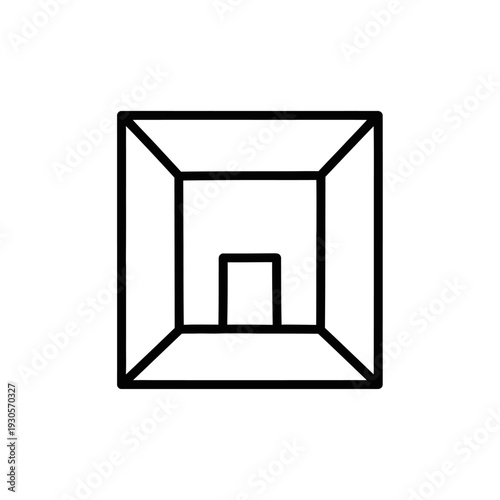 Minimalist Black Line Drawing of Indoor Room Interior in Geometric Style