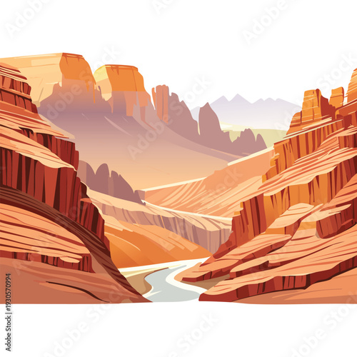 Desert canyon landscape illustration