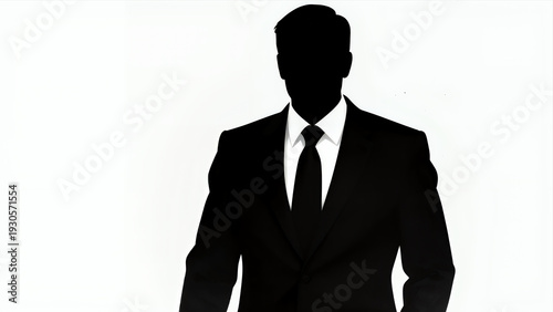Wallpaper Mural Silhouette of a Businessman in Suit and Tie Standing Confidently Isolated on White Background Minimalist Corporate Icon for Business Leadership or Professional Services Torontodigital.ca