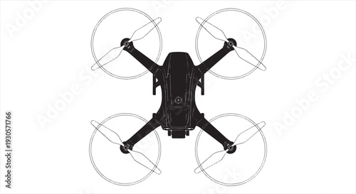 Drone Blueprint – Unmanned Aerial Vehicle Engineering CAD Technical Drawing