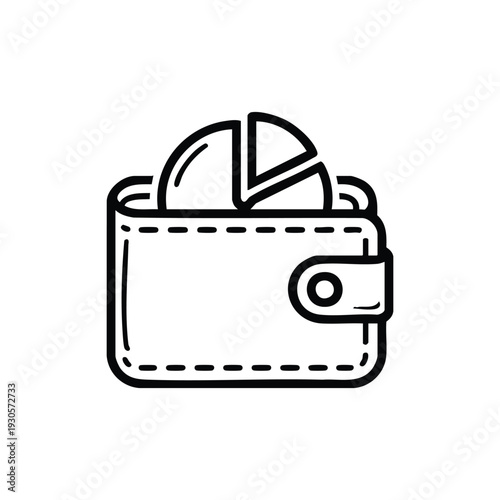 Cybersecurity digital wallet icon black and white vector illustration of secure online finance and data protection