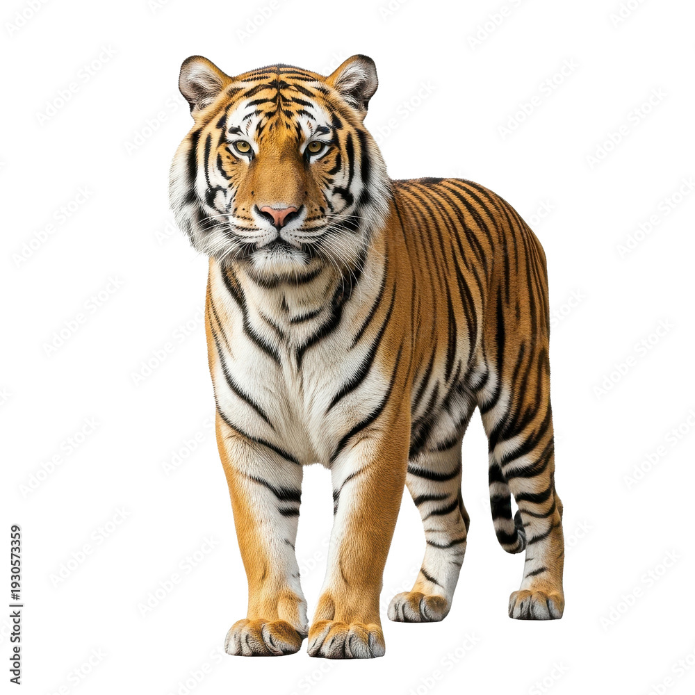 Obraz premium Majestic Tiger Full Body Portrait Isolated