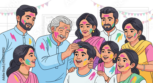 Joyful Family Holi Tilak Moment