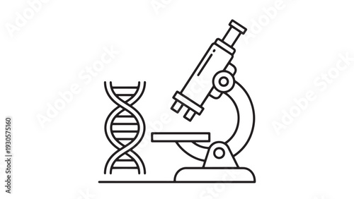DNA Helix and Microscope, Molecular Biology Research and Laboratory Analysis Illustration