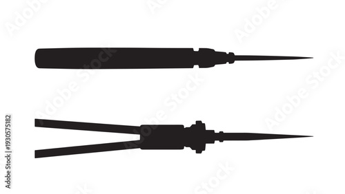 Surgical Forceps and Clamps Silhouette, Precision Instrument Outlines for Clinical Procedure Sets