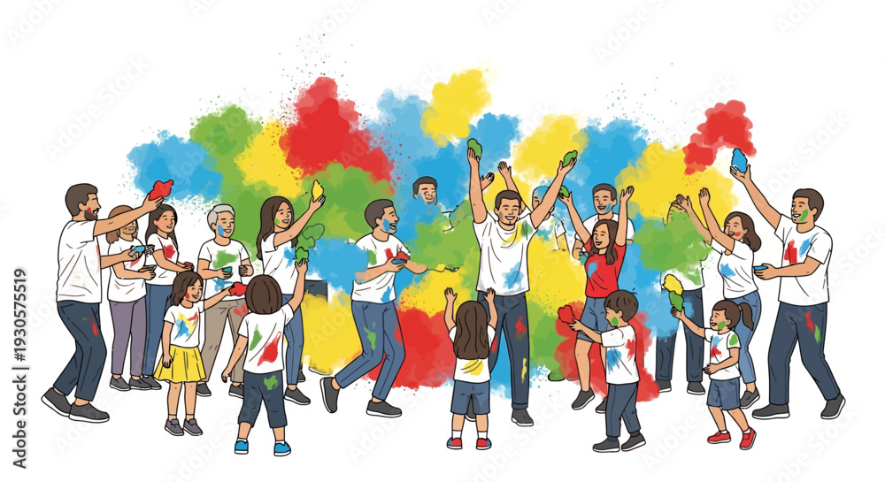 Fototapeta premium Joyful Gulal Powder Throwing Celebration
