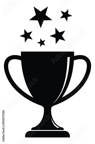 Trophy Icon Black with Stars Award Achievement Symbol