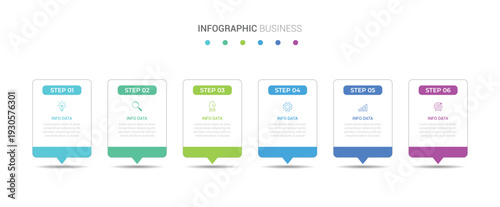 Vector Infographic design with icons and 6 options or steps. Infographics for business concept. Can be used for presentations banner, workflow layout, process diagram, flow chart, info graph