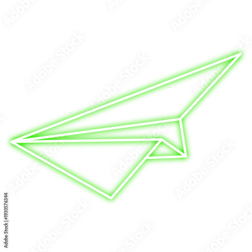 Neon Green Glowing Paper Airplane Icon