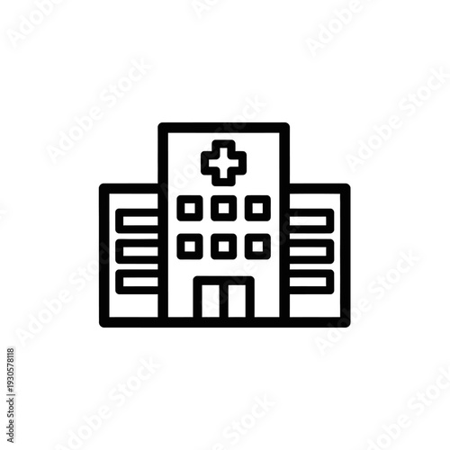 Minimalist Line Art Illustration of a Hospital Building for Healthcare and Medical Themes