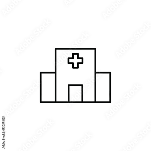 Minimalist Line Art Illustration of a Hospital Building for Healthcare Concept