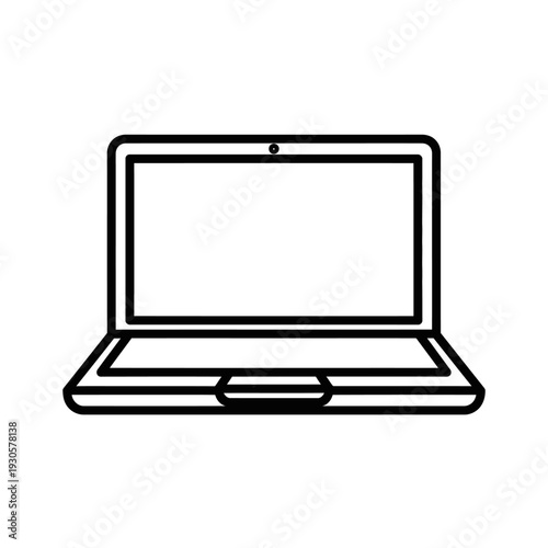 Minimalist Line Art Illustration of a Laptop Computer for Technology and Digital Concepts