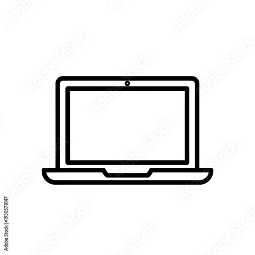 Minimalist Line Art Illustration of a Laptop Computer for Technology and Digital Devices