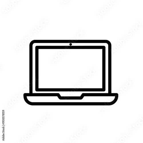 Minimalist Line Art Illustration of a Laptop Computer for Technology Concepts